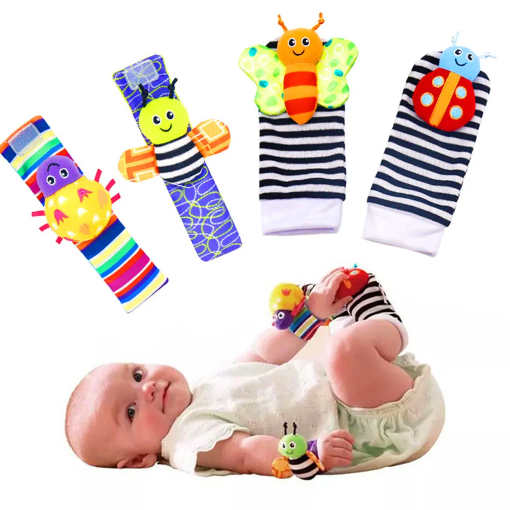 

Wrist Strap Rattles Animal Socks Toy Baby Infant Soft Handbells Hand Foot Developmental Toys 0-12Months