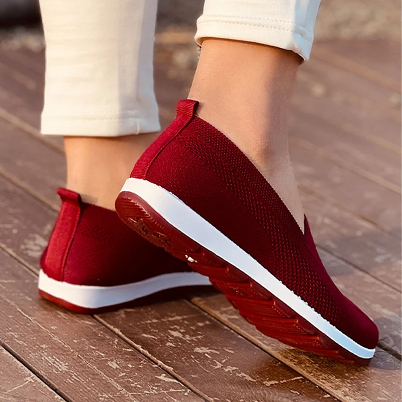 Женские кеды вязаные туфли на плоской подошве Лоферы Удобные женские Женская