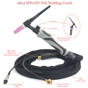 WP17-FV Сварочная горелка GTAW, вольфрамовая дуга WP17, 3,7 м, WP-17 футов, с воздушным охлаждением, гибкая головка, газовый клапан, Сварочная горелка TIG