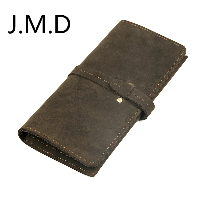 

J.M.D Crazy Horse Leather Men's Hasp Wallet Leather Vintage RFID Shield Wallet