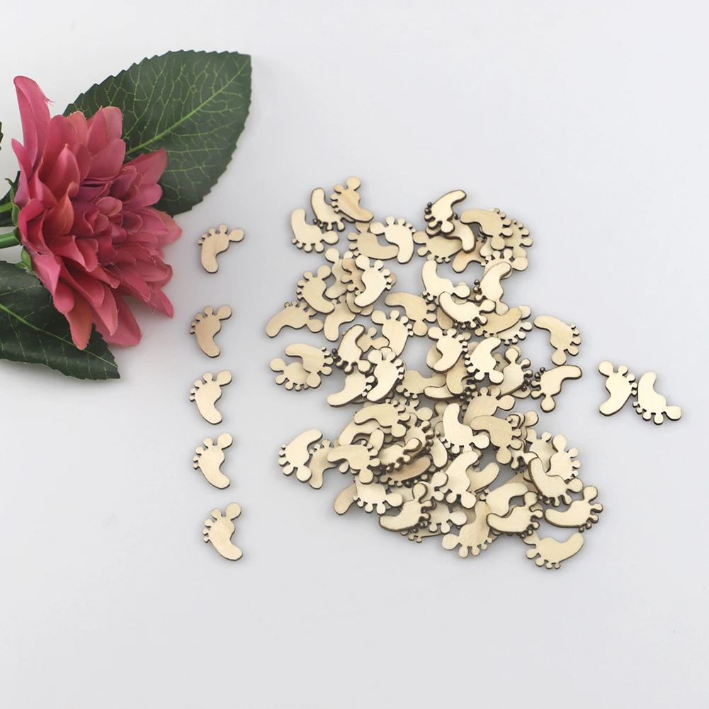 Деревянные Мини-чипы в форме ног Свадебный домашний подвесной декор подвеска