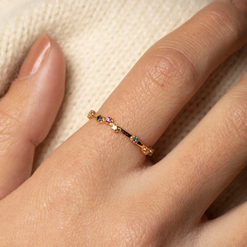 

BOAKO Colored Diamonds Rings For Women Girls 925 Silver Ring 2020 Trend Anillos Mujer Fine Jewelry Paired Rings Wholesale #4.6