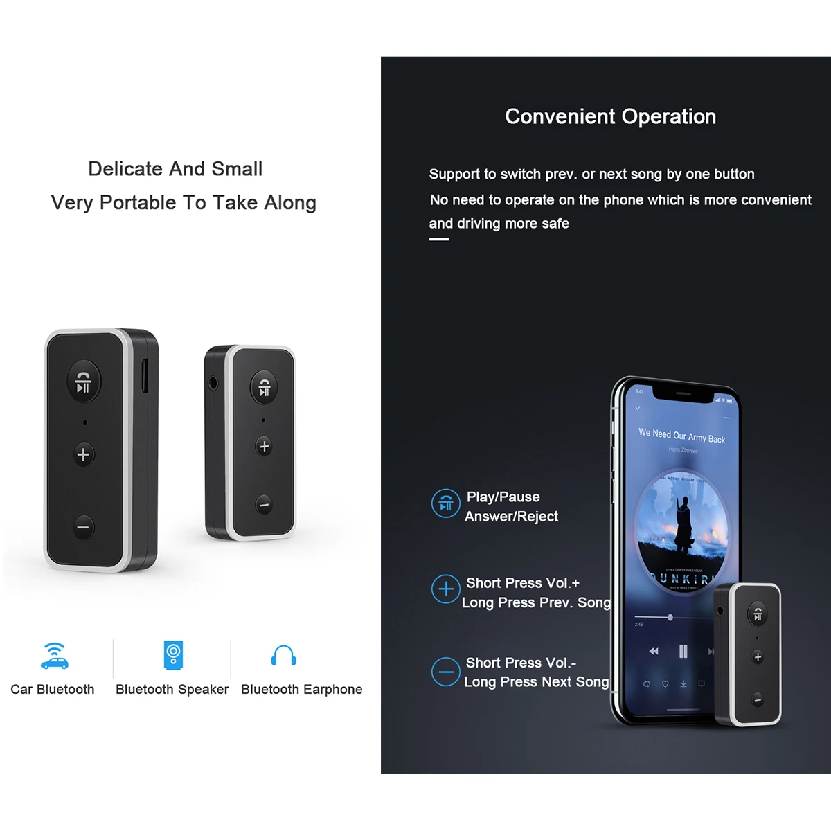 Поддержка громкой связи мини беспроводной Bluetooth 3 5 мм AUX автомобильный аудио