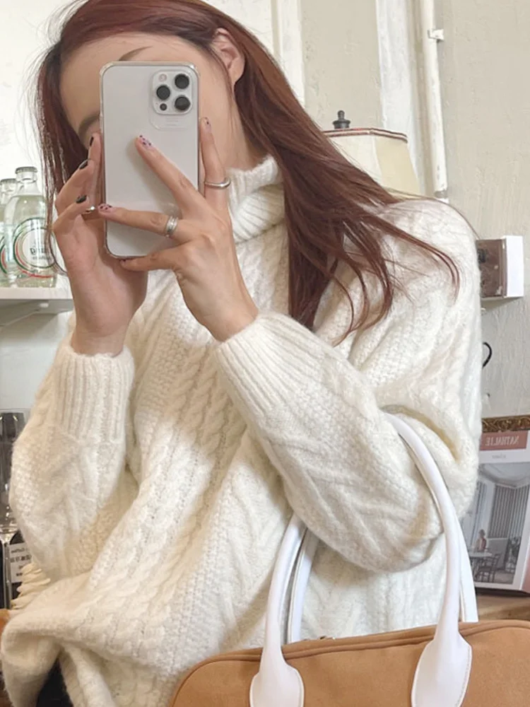 

Пуловер с высоким воротником, свитер, женский новый стиль 2021, тонкий, ленивый, ношение одежды на трикотажной одежде