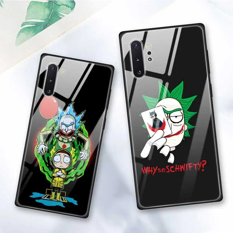 Чехол Rick And Morty из закаленного стекла для samsung Galaxy S10 S10e S9 S8 Note9 Note 10 Plus 5G A50 A30 края из ТПУ Fundas Capa