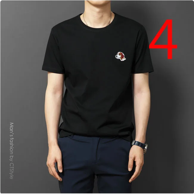 

Short-sleeved T-shirt, round neck behind the color strip for men and women