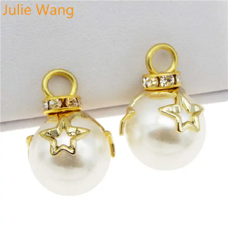 Julie Wang 10 шт. искусственный жемчуг подвески звезда сплав крышки браслет серьги