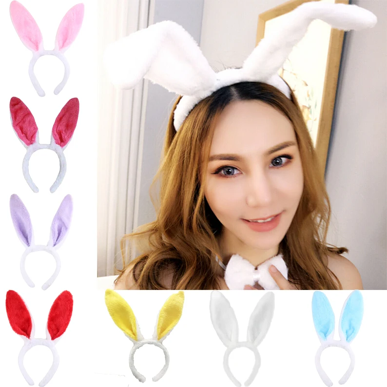Plush Furry Rabbit Ears Headband Lolita Cosplay Accessories for Girls Party Lolita Cosplay Dector Cat Ears with Bells Headwear images - 6