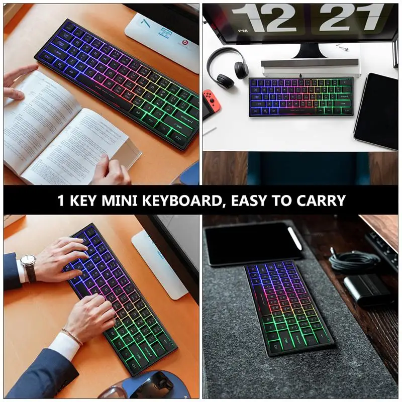 

61 Keys Gaming Keyboard RGB Backlight Keyboard USB Wired Computer Keyboard