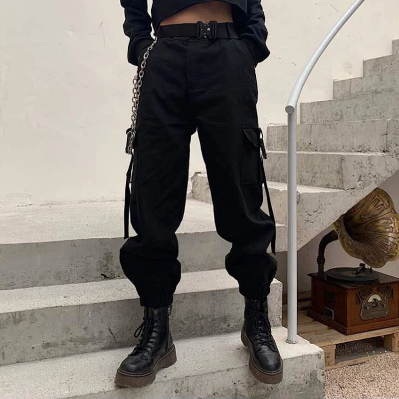 

Pants Women BF Unisex Streetwear Hip-Hop Harajuku Womens Trousers All-match Loose Chic 2XL Loose High Waist All-match New Cargo