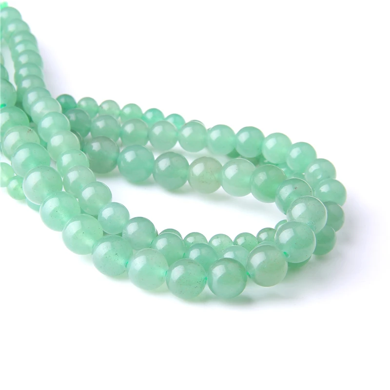 Натуральный зеленый авантюрин нефрит Круглый незакрепленный Камень Бисер для