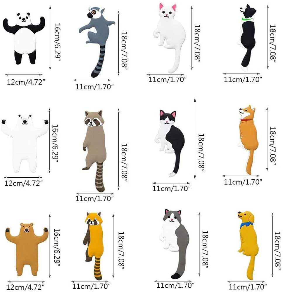 Настенные крючки с милыми животными Многоразовые водонепроницаемые съемные