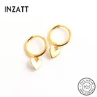 Женские серьги-кольца INZATT из настоящего серебра 925 пробы в форме сердца, милые минималистичные аксессуары из 18-каратного золота