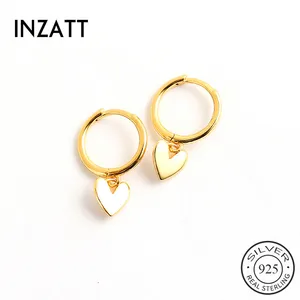 Женские серьги-кольца INZATT из настоящего серебра 925 пробы в форме сердца, милые минималистичные аксессуары из 18-каратного золота