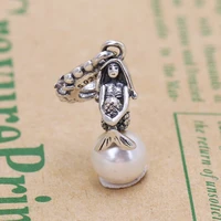 amas s925 sterling silver new ariel mermaid pendant necklace type mermaid pendant women diy charms