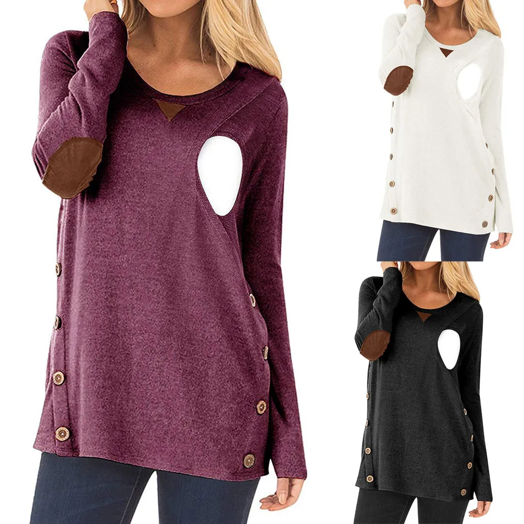 Осенний женский топ с длинными рукавами для мамы грудного вскармливания