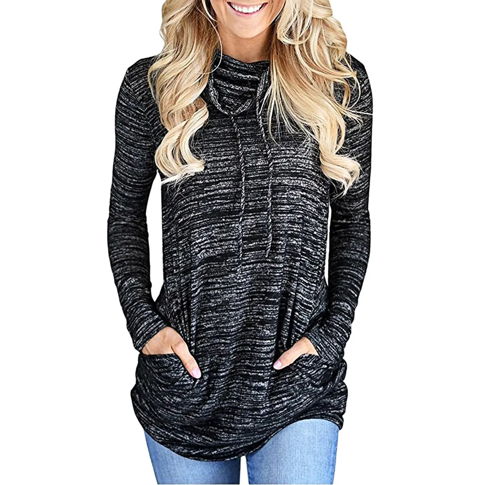 Осенняя Повседневная Туника с карманом для женщин 2020 Спортивная футболка