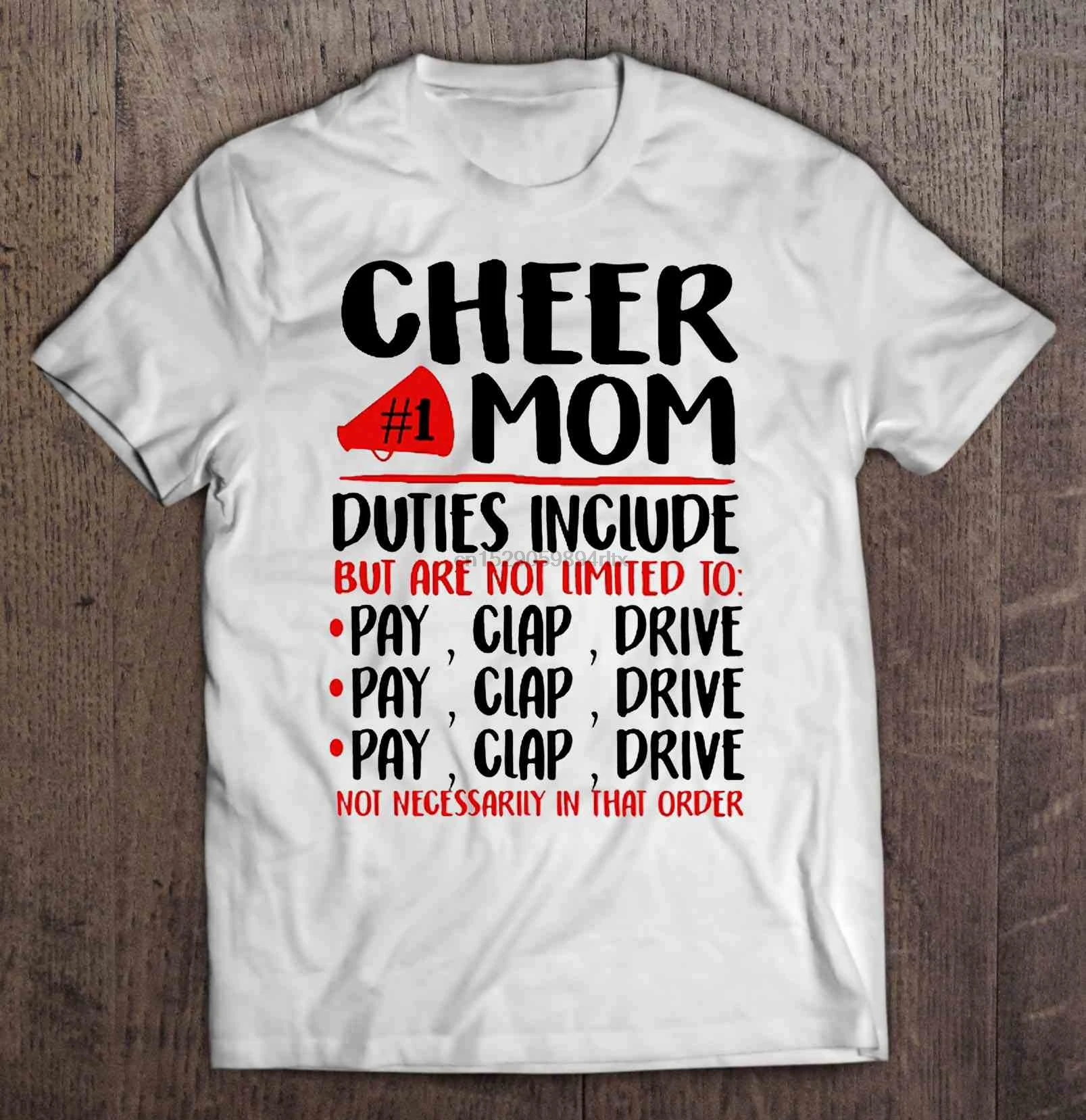 Мужская забавная футболка модная надпись Cheer MOM duty включает в себя но не