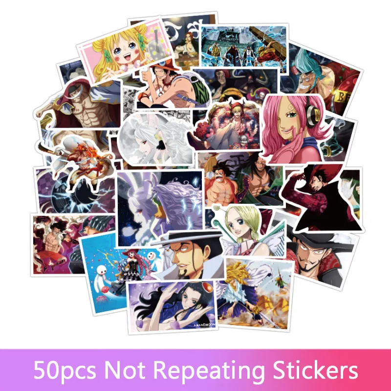 

50pcs ONE PIECE Cartoon DIY Stickers for Skateboard Fridge Phone Guitar Motorcycle Luggage Waterproof Cool Joke Stickers toys