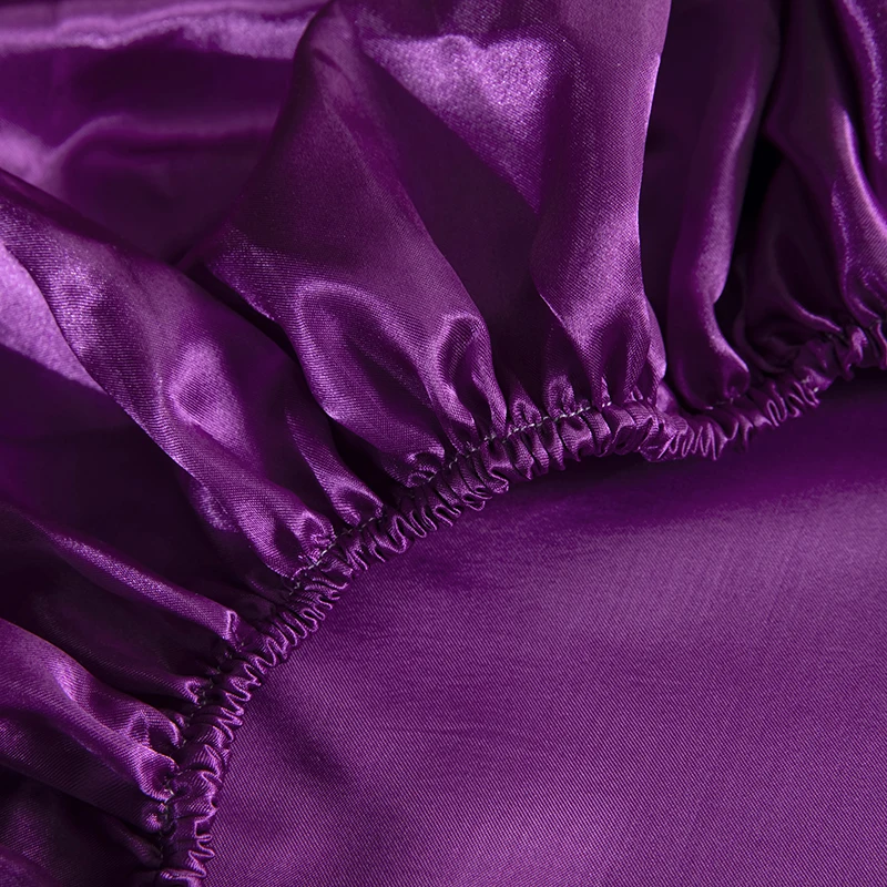 Satin silk Fitted Sheet Pillowcase Bed Mattress Protector Cover White Black Grey Blue Purple Twin Queen King size Bedspread | Дом и сад