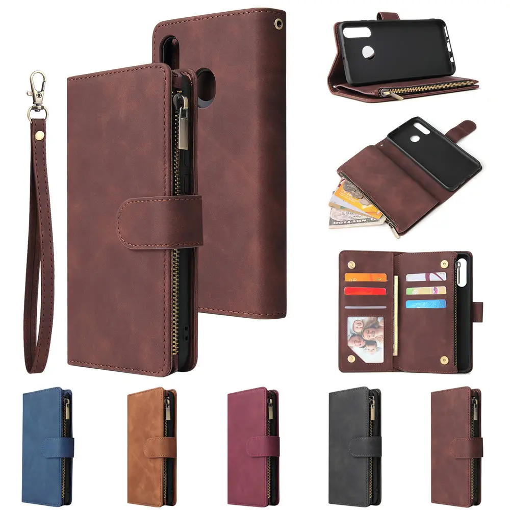 flip case for huawei honor 20 pro 10 lite honor 10i 7i nova 5t 20e 20s luxury zipper case leather wallet card holder phone cover free global shipping