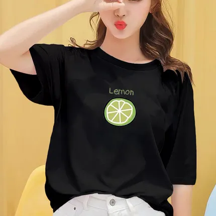 

Футболка женская хлопковая с коротким рукавом, свободная белая рубашка с рукавом до локтя, в Корейском стиле, лето 2021