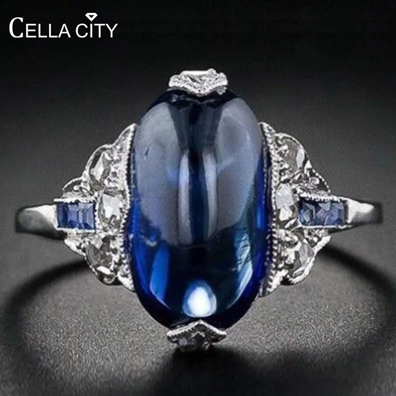 Женское серебряное кольцо с сапфировым камнем 925 пробы|Кольца| |