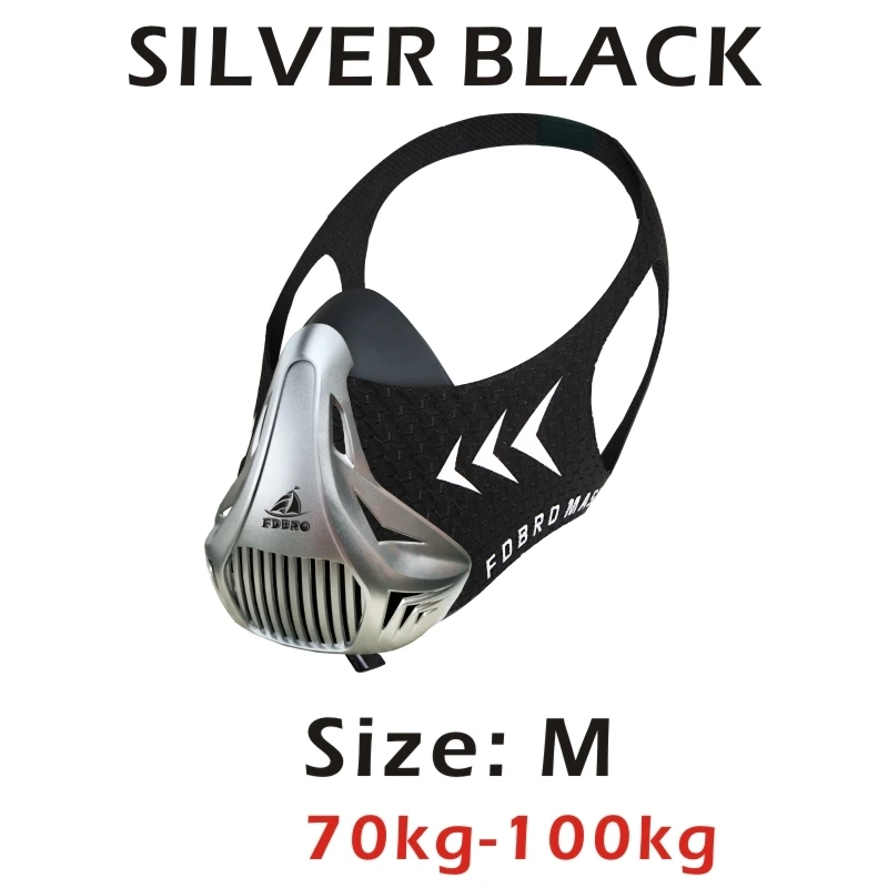Silver Black M FDBRO спортивные маски 2,0 Phantom для тренировок на подъеме, велосипедные маски для бега, кардио, высокая высота, защитный фильтр для дыхания - Цвет: Silver Black M