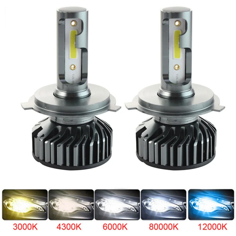 

No Error 2PCS H4 Car Led Headlight H1 H4 H11 9005 HB3 9006 HB4 H7 Led Bulb 12000LM 6000K Mini Size Canbus Car Headlight Bulb Led