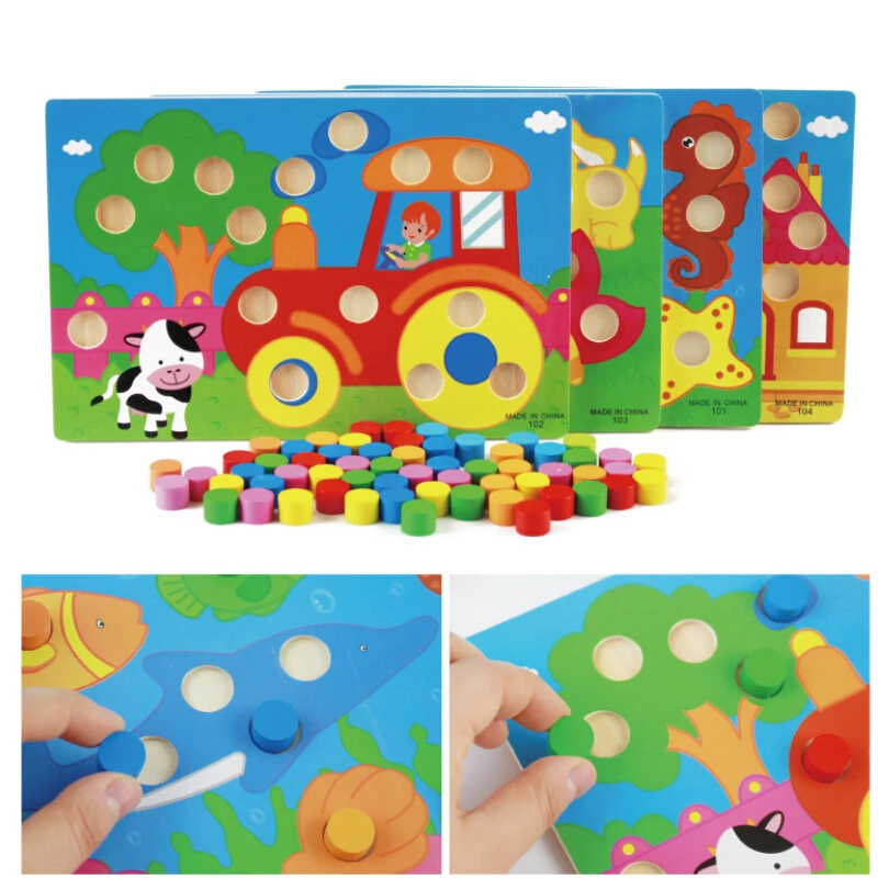 Цветные обучающие доски Монтессори развивающие игрушки для детей деревянные