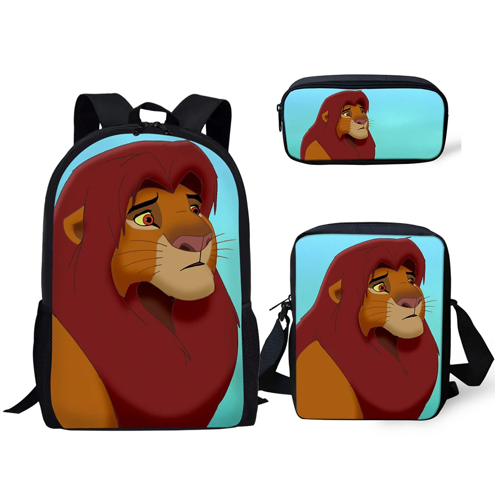 HaoYun Fashion Children's School Backpack The Lion King Pattern Book-Bags Cartoon Anime Design 3PCs/Set Students School Bags