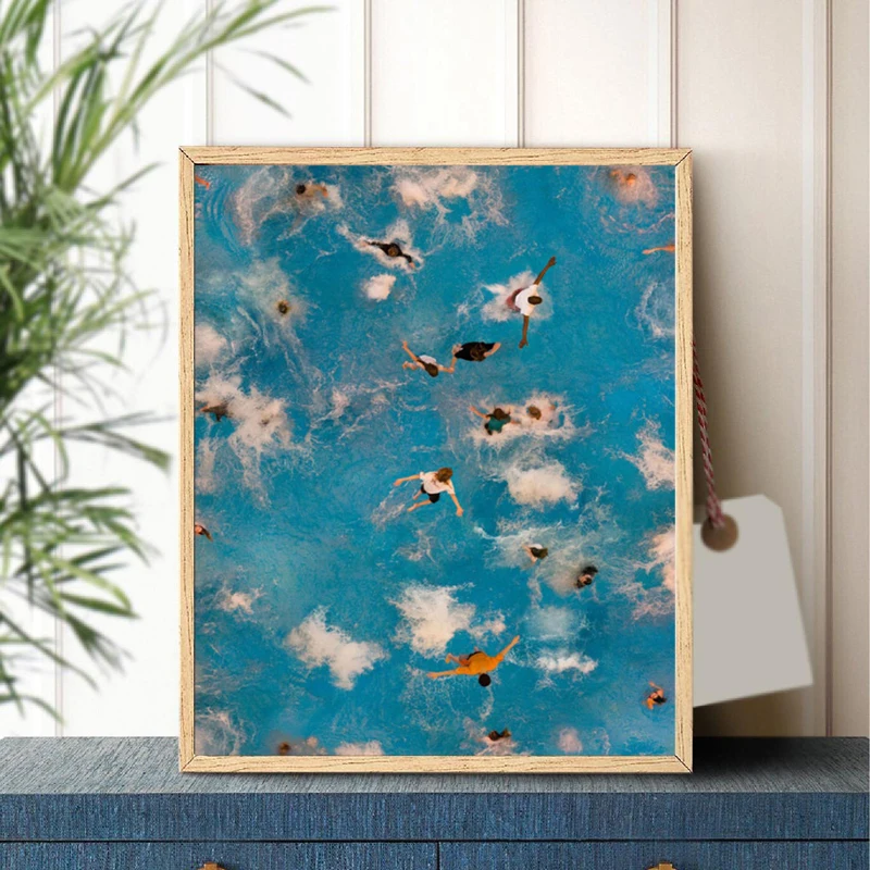 

Summer Swimming Party Wall Art Prints Nordic Poster Swimming Pool Aerial Photography Room Decor Canvas Painting Picture Living