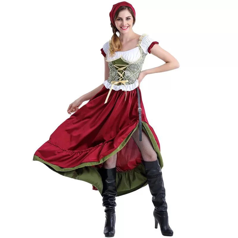 YUAYXEA женский Bavarian Oktoberfest костюм дирндль пивной фестиваль Mardi Gras дамское сексуальное Забавное платье длинный наряд для девочек