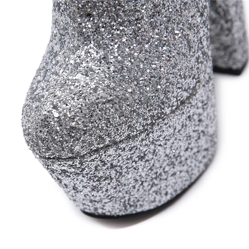 2019 г. женские пикантные роскошные ботинки на платформе 7 см с блестящими