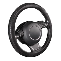 autoyouth pu leather car steering wheel cover black lychee pattern with two sides thick foam padding m size fits 38cm15