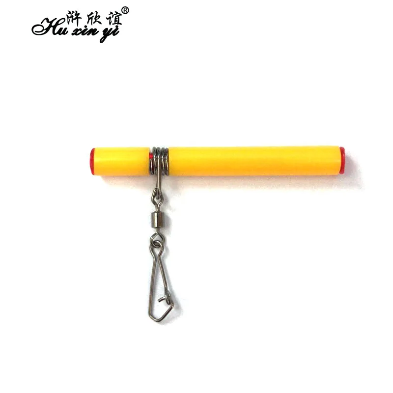 

HXY 10PCSYellow plastic head round diamond eye swivel with hooked snap fishing sinker slide swivel for braid fishing line slider
