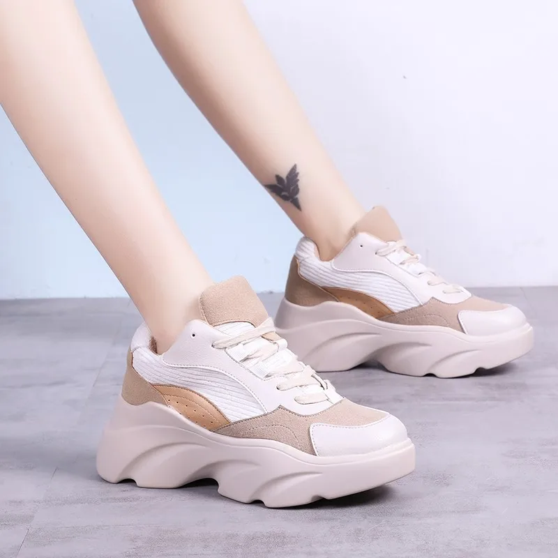 Женские кроссовки на толстой подошве спортивная обувь платформе для бега