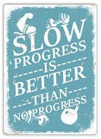 slow progress better than no progress blue metal wall sign plaque art gym fitvisit our store more products