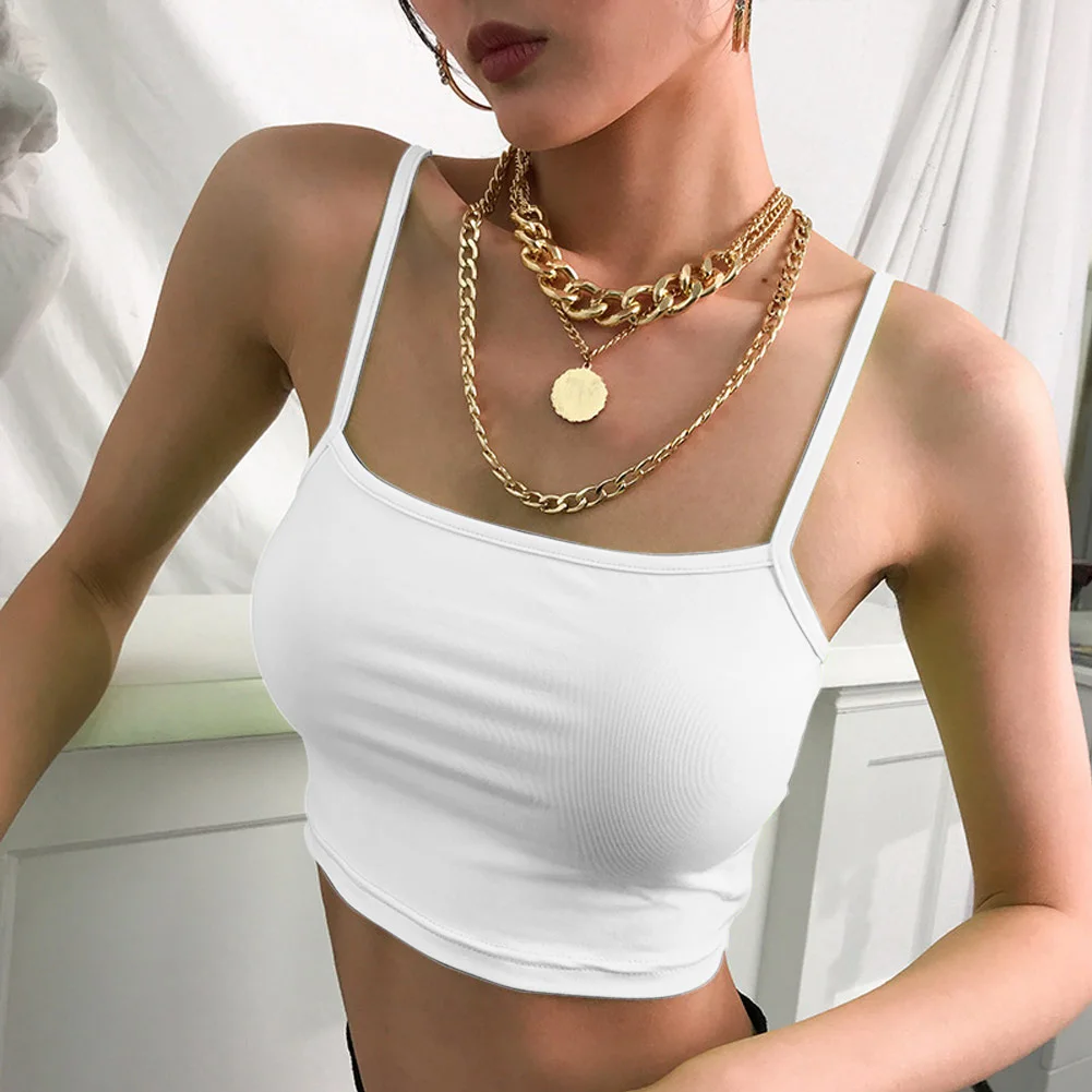 

2020 Hot Sexy Neon Green Crop Tops Women Camis Streetwear Slim Casual Summer Tops Strap Cropped Neon Fashion Tops New