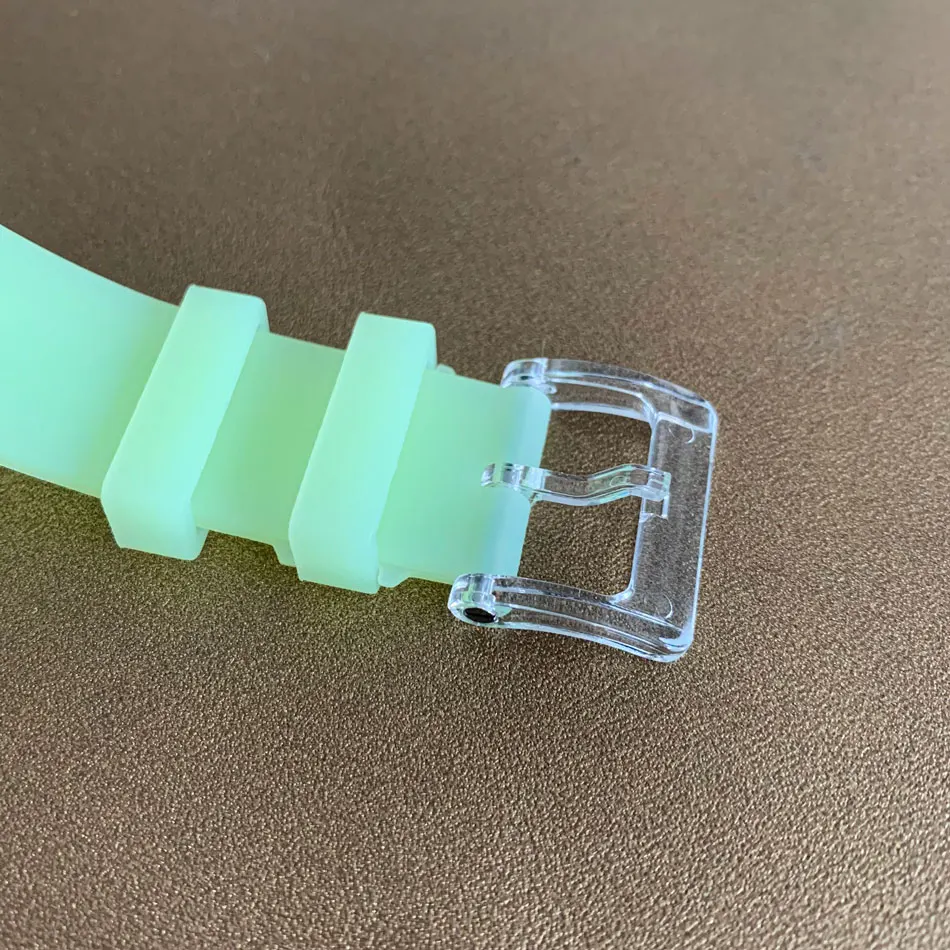 40mm Watch Quartz Movement Acrylic Case Japanese Silicone Strap 2115 Green Luminous Dial Multiple Color Options | Наручные часы