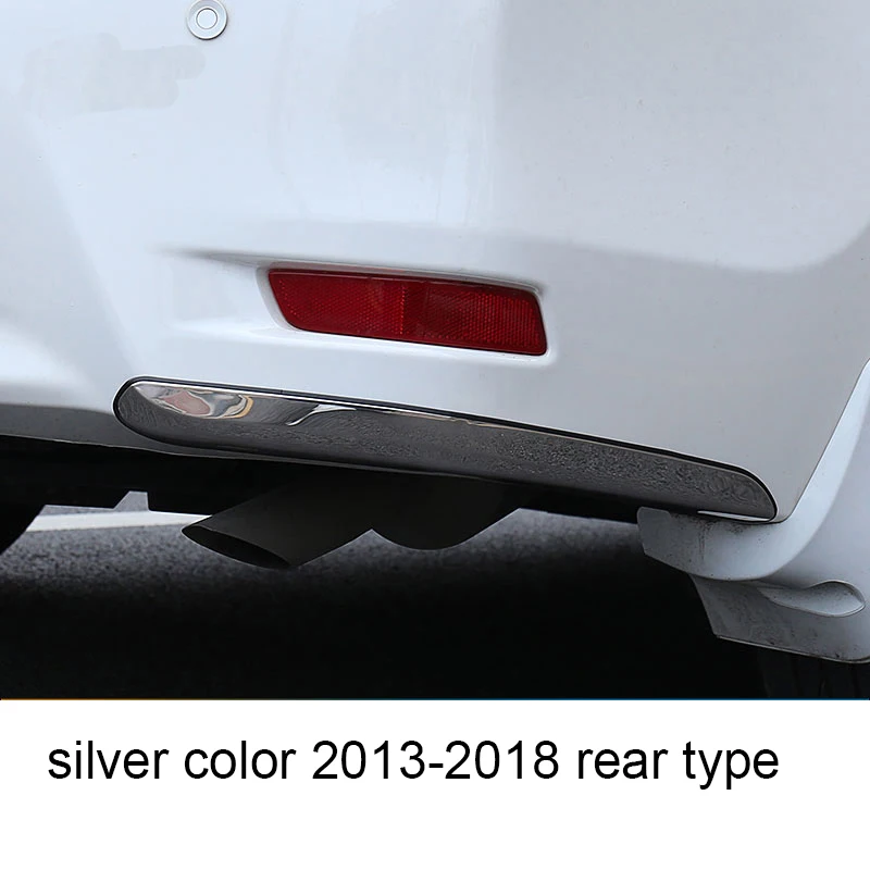 Lsrtw2017 нержавеющая сталь автомобиля бампер угловая полоса планки для Защитные чехлы для сидений, сшитые специально для toyota corolla 2013 - Название цвета: rear silver color