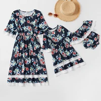 ppxx family mother daughter dresses baby girl dress floral women dress family matching clothes family outfit toddler romper lace