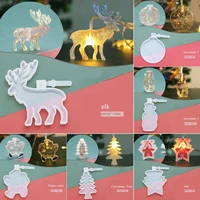 diy led light silicone mold christmas hanging tags elk santa claus pendant epoxy resin mould xmas ornament casting molds crafts