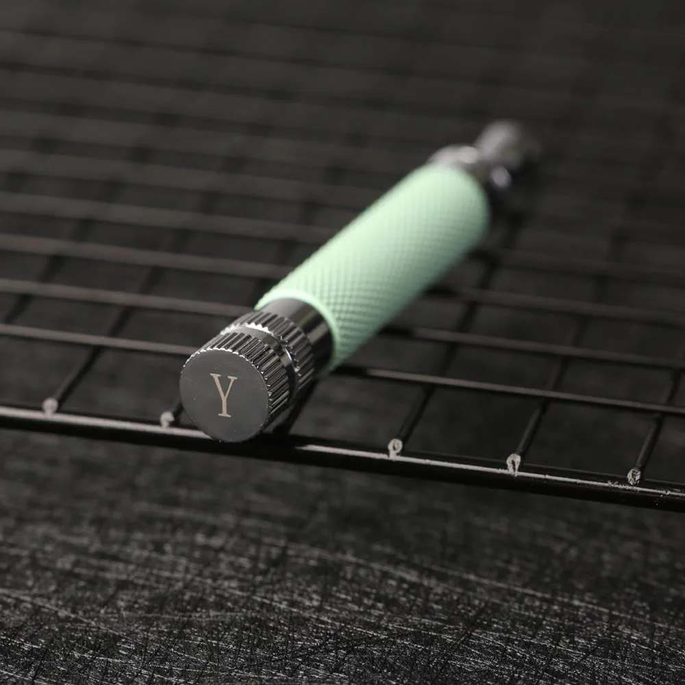 Yaqi фисташковый зеленый и хромированный цвет латунь Безопасная бритва ручка |