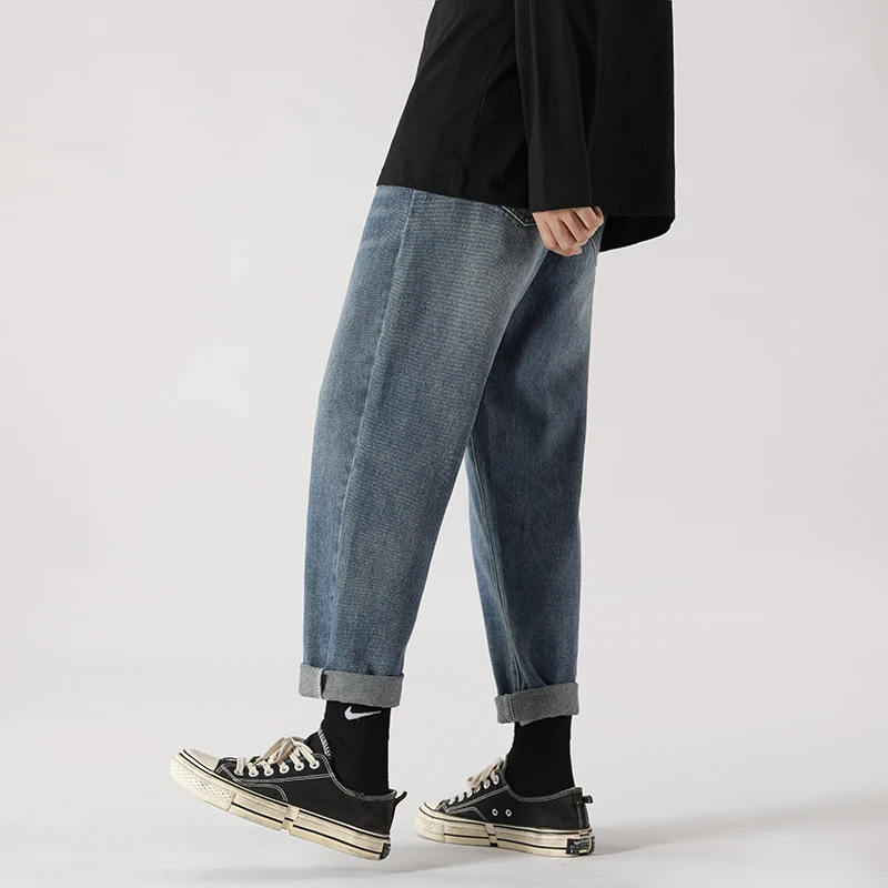 Summer Wide-leg Jeans Men's Fashion Retro Baggy Harajuku Jeans Men Streetwear Loose Hip-hop Straight-leg Denim Trousers Mens