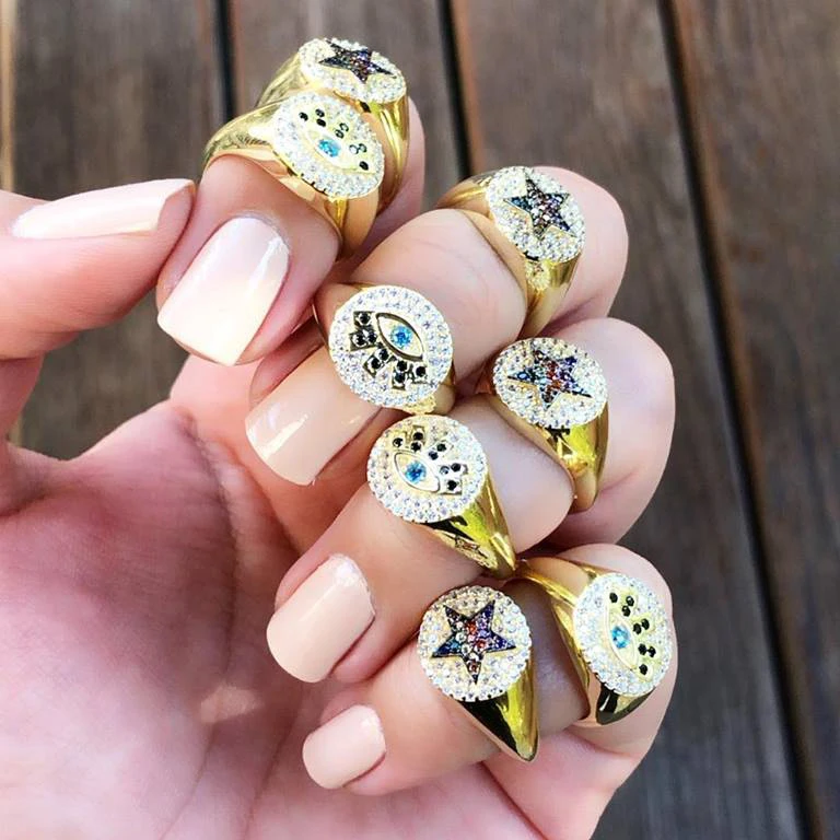 

Новые модные круглые золотые кольца круглой формы с микрозакрепкой, красочные cz звезды, обручальное Открытое кольцо, Женское кольцо, ювелир...