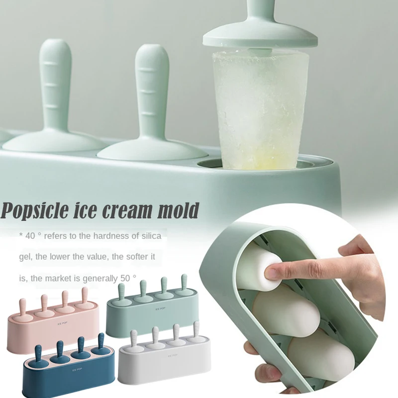 

Силиконовая форма для мороженого с 4 присосками, многоразовая форма «сделай сам» с 4 ячейками, мягкая форма для десерта, для дома и кухни