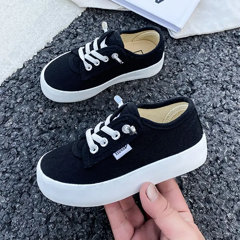 

Autumn Children Canvas Shoes Boy Sneakers Spring Kids Shoes Casual Girls Slip On Flat Sports Running Shoes Student Black Green