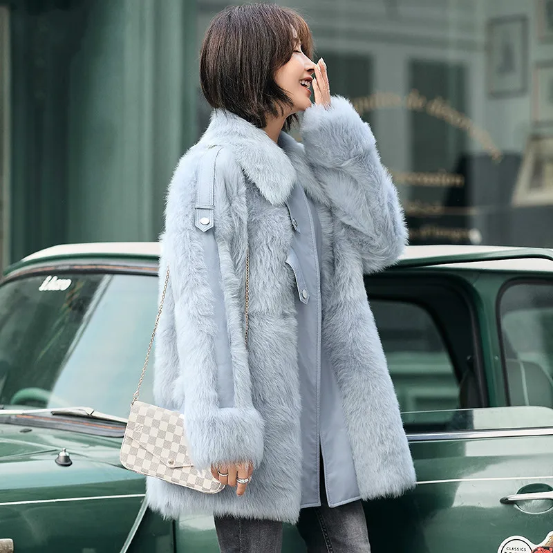 Пальто из натурального меха женская зимняя Шерстяная парка кожаная куртка для