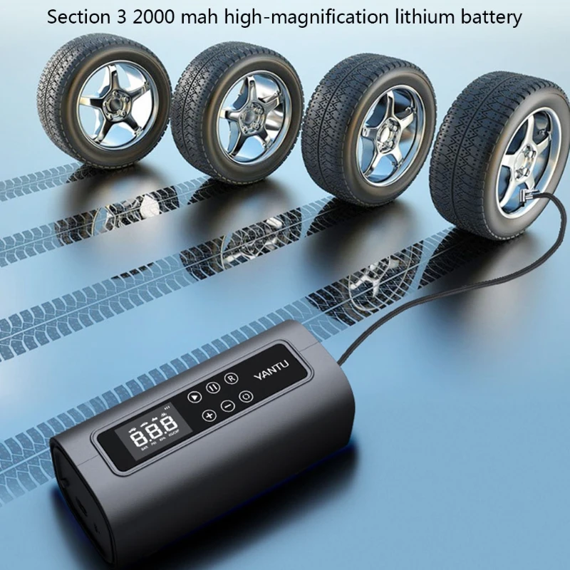 Портативный воздушный насос электрический с двойным цилиндром RGB для автомобиля